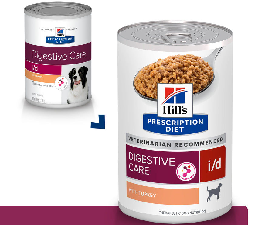 Hill's Prescription diet i/d, Cuidado Digestivo, alimento Húmedo con Pavo para perro 13 Oz (369g)
