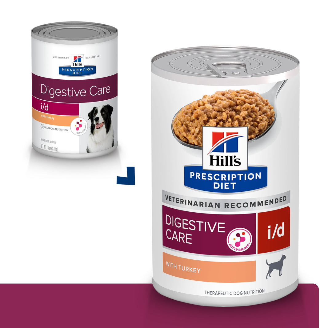Hill's Prescription diet i/d, Cuidado Digestivo, alimento Húmedo con Pavo para perro 13 Oz (369g)
