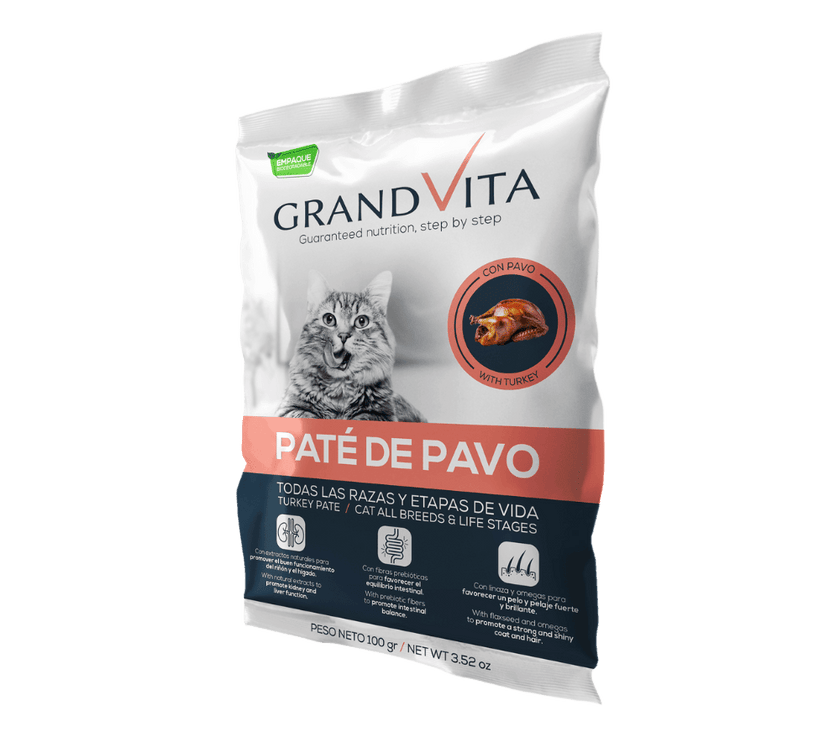 Comida Húmeda para gato Grand Vita paté Pavo 100 Gr