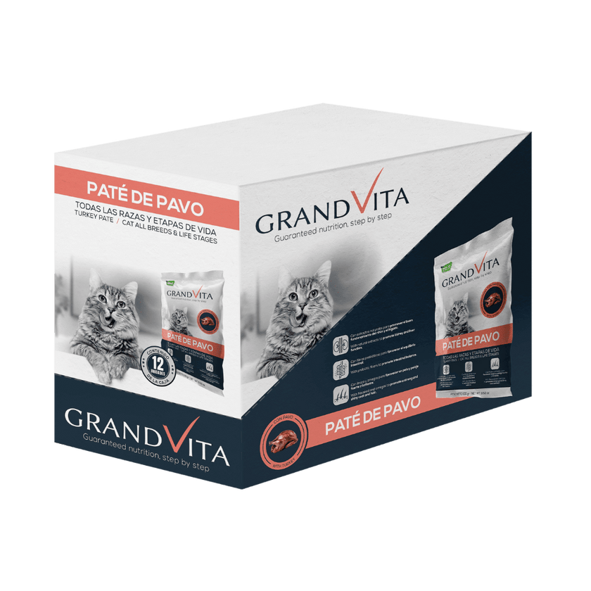 Comida Húmeda para gato Grand Vita paté Pavo 100 Gr