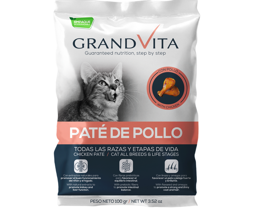 Comida Húmeda para gato Grand Vita paté Pollo X 100gr