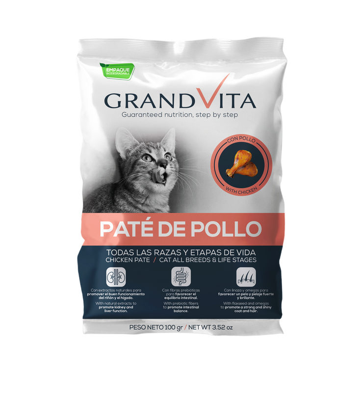 Comida Húmeda para gato Grand Vita paté Pollo X 100gr