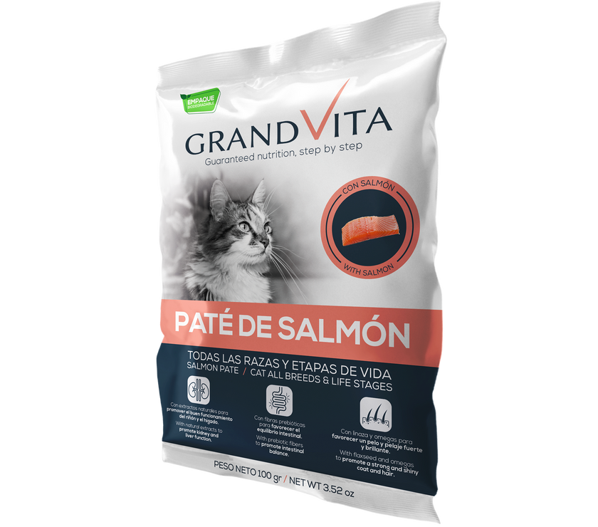 Comida Húmeda para gato Grand Vita paté Salmón 100 Gr
