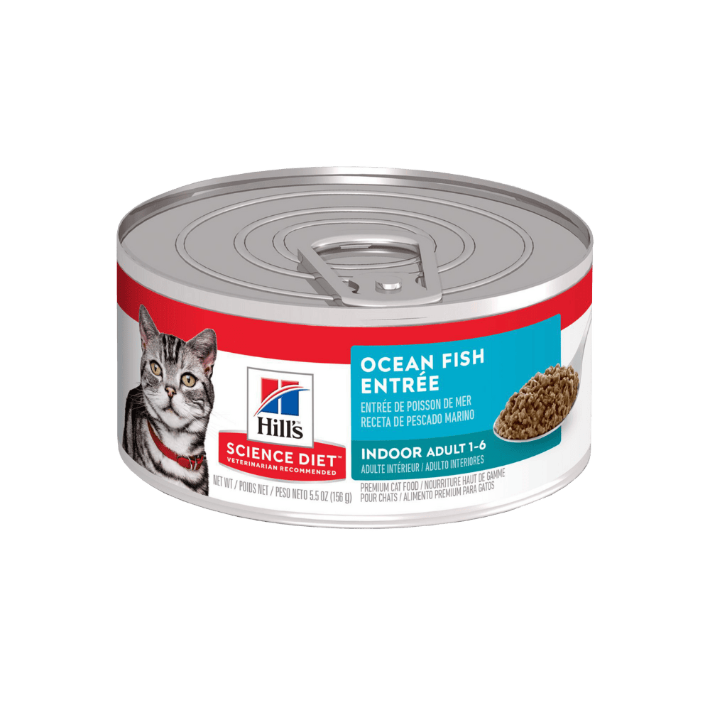 Hill's Science Diet Indoor comida húmeda para gato adulto de interiores sabores de mar 5,5 Oz (156g)