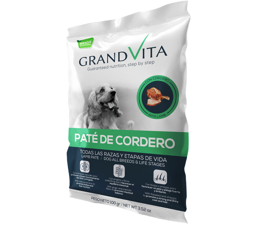 Comida Húmeda para perro Grand Vita paté Cordero