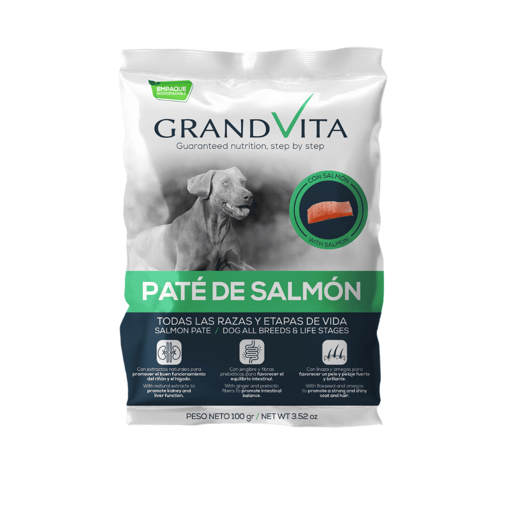 Comida Húmeda para perro Grand Vita paté Salmón 100 Gr