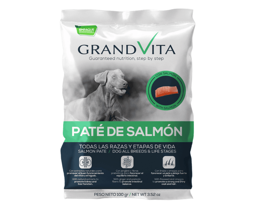 Comida Húmeda para perro Grand Vita paté Salmón 100 Gr