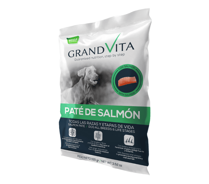 Comida Húmeda para perro Grand Vita paté Salmón 100 Gr