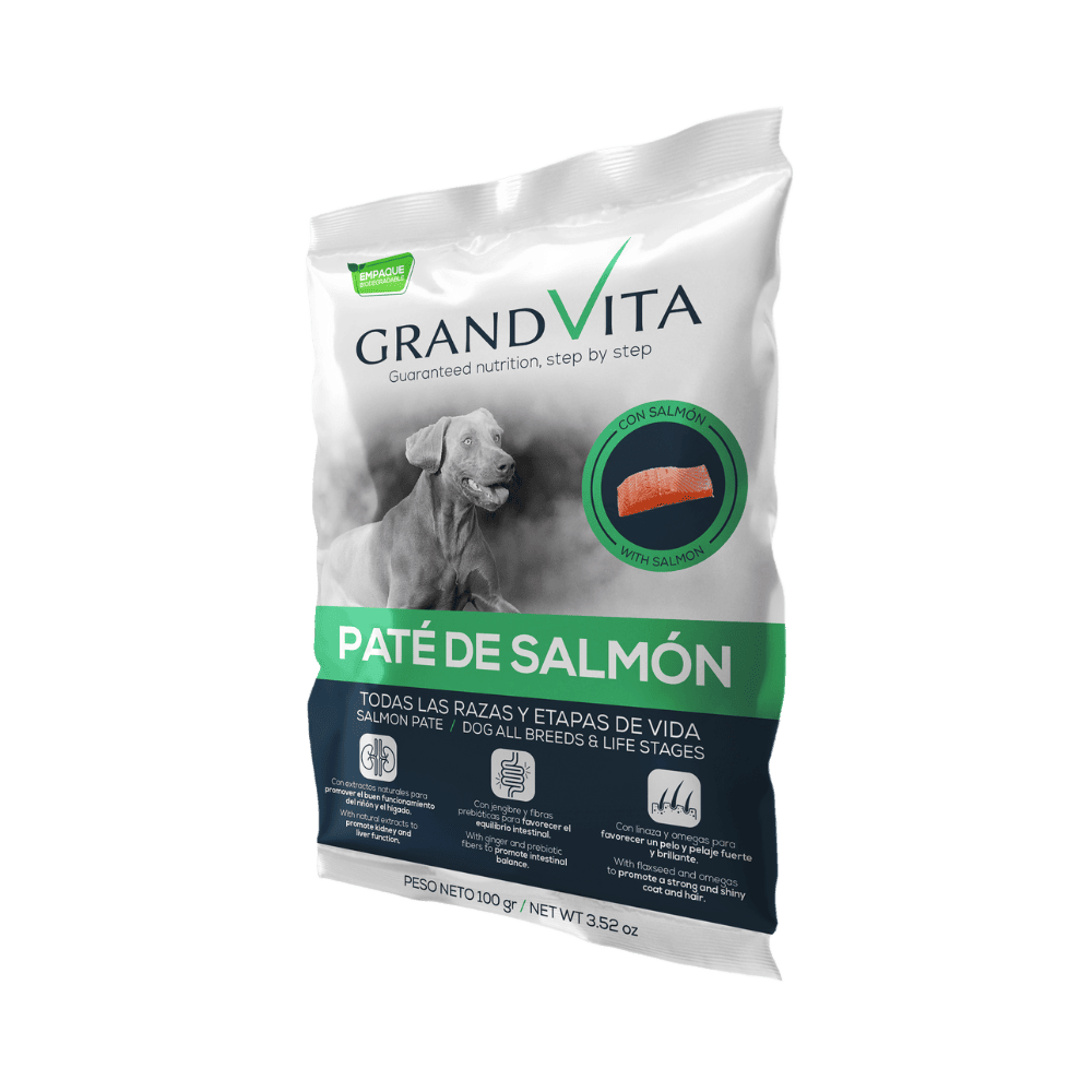 Comida Húmeda para perro Grand Vita paté Salmón 100 Gr