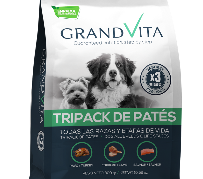 Grand vita alimento húmedo, paté perro tripack 300 gr