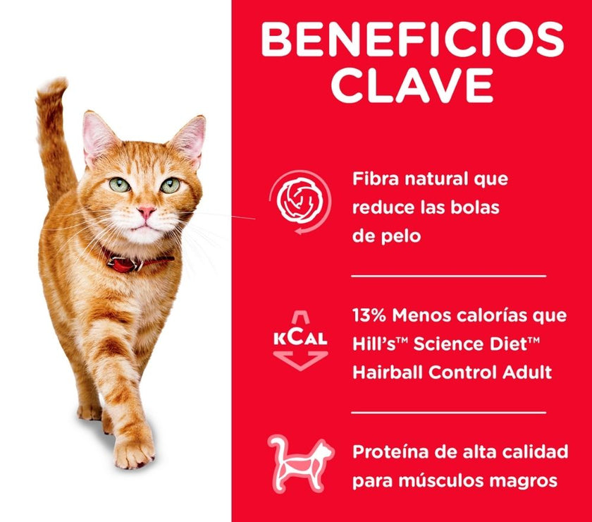Hill's Science Diet Hairball Light alimento para gato bajo en calorías y control bolas de pelo 7 Lb (3,2Kg)