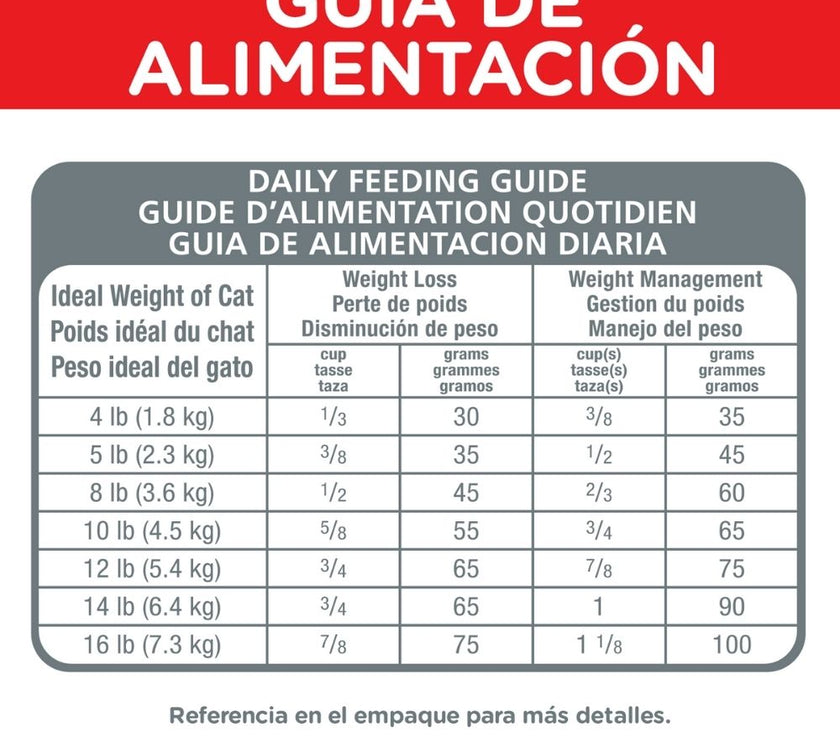 Hill's Science Diet Hairball Light alimento para gato bajo en calorías y control bolas de pelo 7 Lb (3,2Kg)