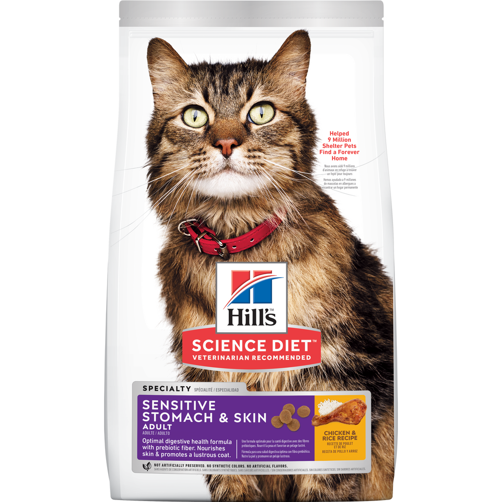 Hill's Science Diet alimento para gato adulto piel y estómago sensibles 3,5 Lb (1,59Kg)