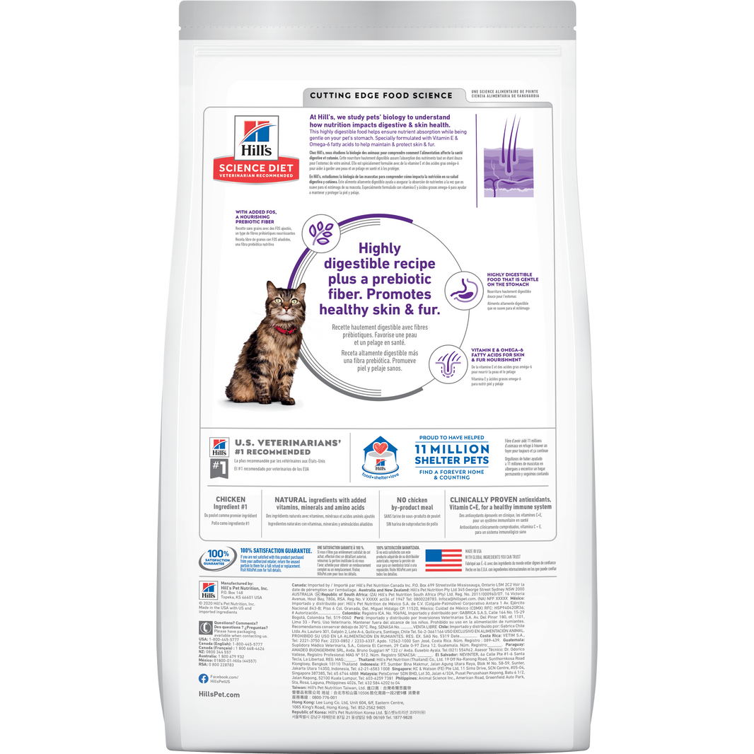 Hill's Science Diet alimento para gato adulto piel y estómago sensibles 3,5 Lb (1,59Kg)