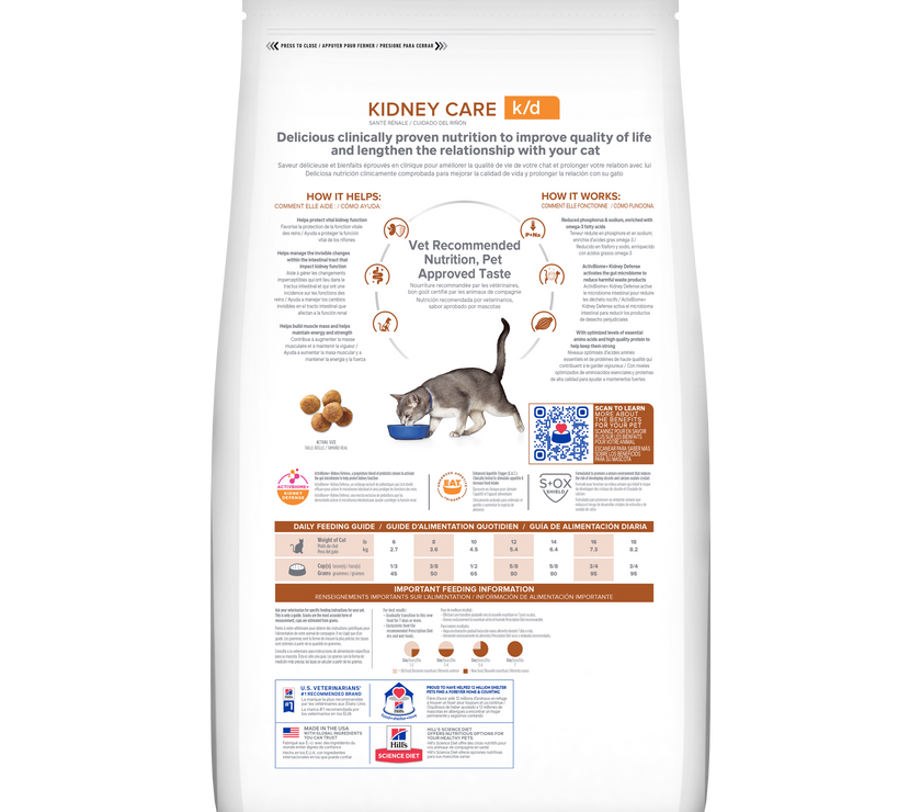 Hill's Prescription Diet k/d Cuidado Renal alimento seco para Gato 4 Lb (1,81Kg)