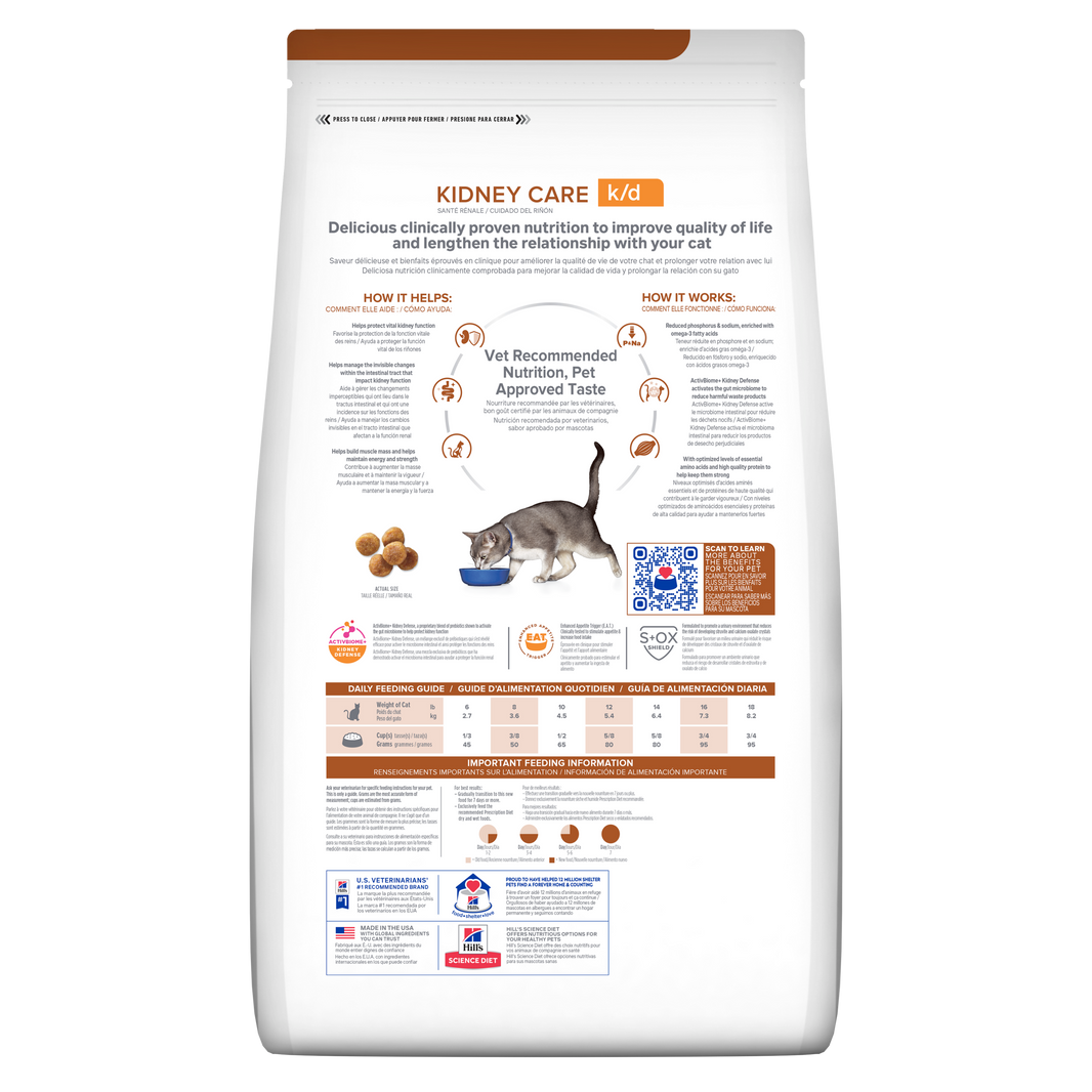 Hill's Prescription Diet k/d Cuidado Renal alimento seco para Gato 4 Lb (1,81Kg)