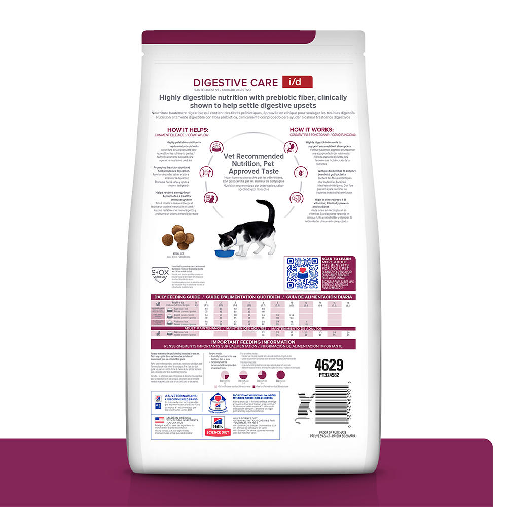 Hill's Prescription Diet i/d Cuidado Digestivo alimento seco para Gato 4 Lb (1,81Kg)