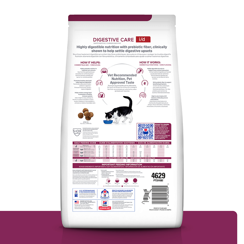 Hill's Prescription Diet i/d Cuidado Digestivo alimento seco para Gato 4 Lb (1,81Kg)
