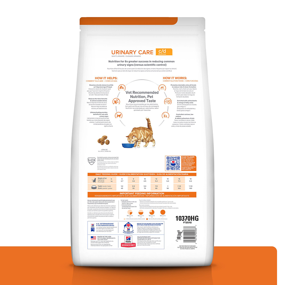 Hill's Prescription Diet c/d Multicare, Cuidado Urinario, alimento seco para Gato 4 Lb (1,81 Kg)