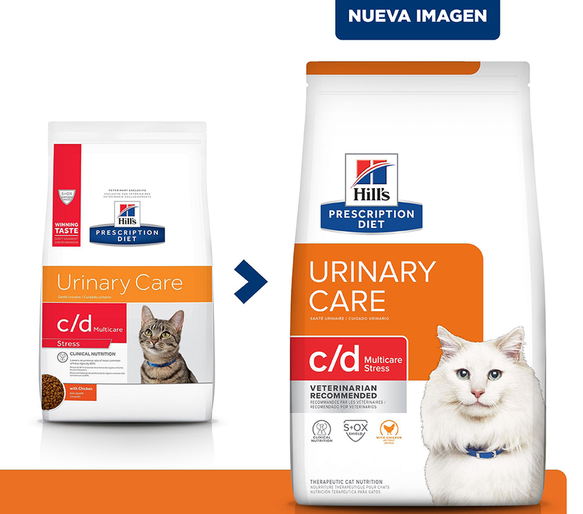 Hill's Prescription Diet c/d Multicare Stress, Cuidado Urinario, alimento seco para Gato 4 Lb (1,81 Kg)
