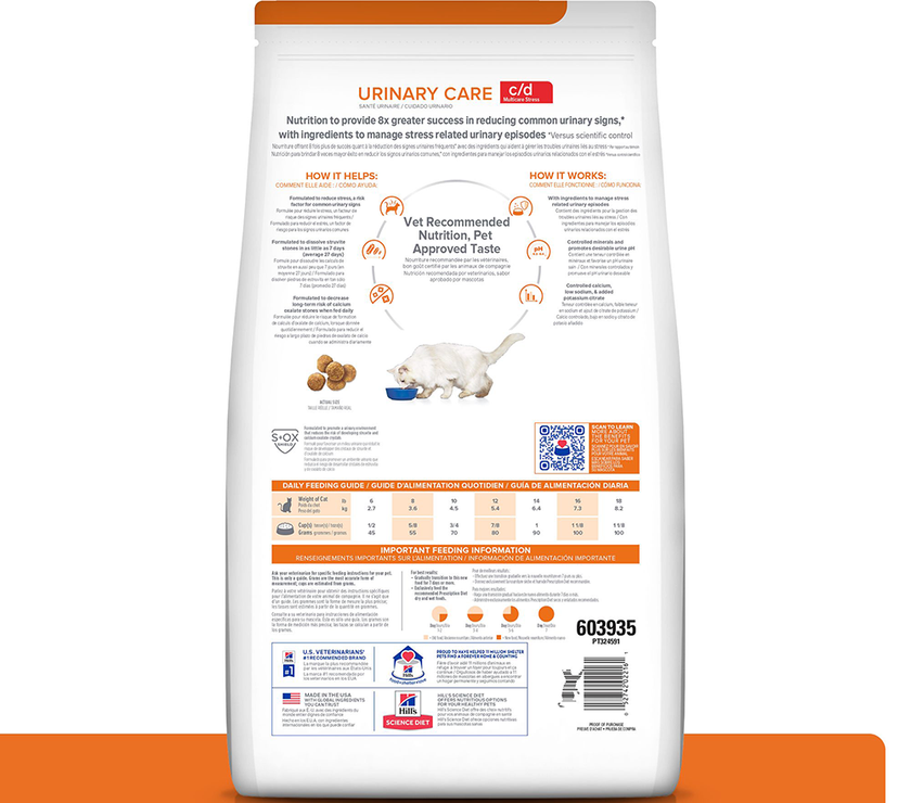 Hill's Prescription Diet c/d Multicare Stress, Cuidado Urinario, alimento seco para Gato 4 Lb (1,81 Kg)