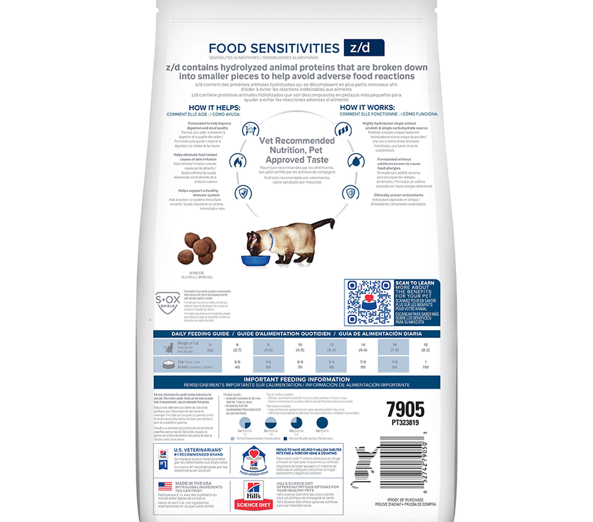 Hill's Prescription Diet z/d Concentrado para Gato sensibilidades alimentarias 4 Lb (1,81)