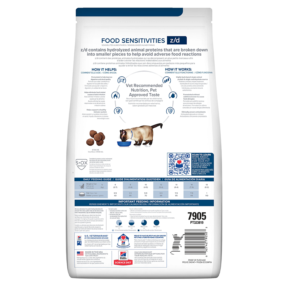 Hill's Prescription Diet z/d Concentrado para Gato sensibilidades alimentarias 4 Lb (1,81)