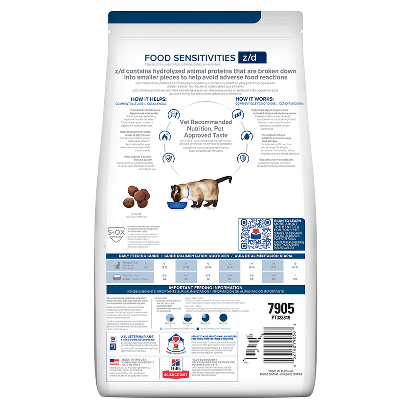 Hill's Prescription Diet z/d Concentrado para Gato sensibilidades alimentarias 4 Lb (1,81)