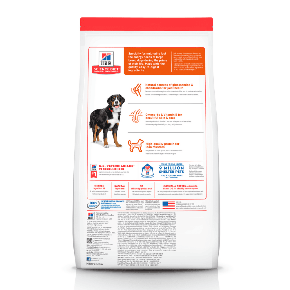 Hill's Science Diet Adult Large Breed concentrado para perro razas grandes sabor cordero 33 Lb (15Kg)