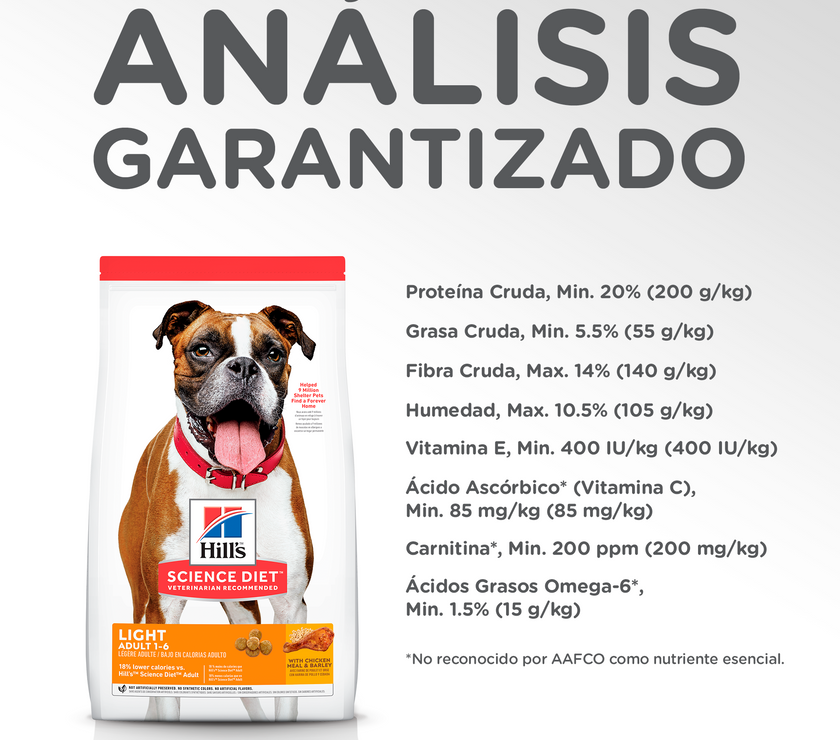 Hill's Science Diet Light concentrado para perro adulto bajo en calorías