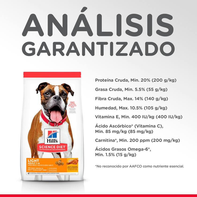 Hill's Science Diet Light concentrado para perro adulto bajo en calorías