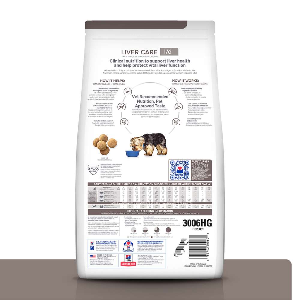 Hill's Prescription Diet l/d Alimento para Perro Cuidado Hepático 17,6 Lb (7,98Kg)