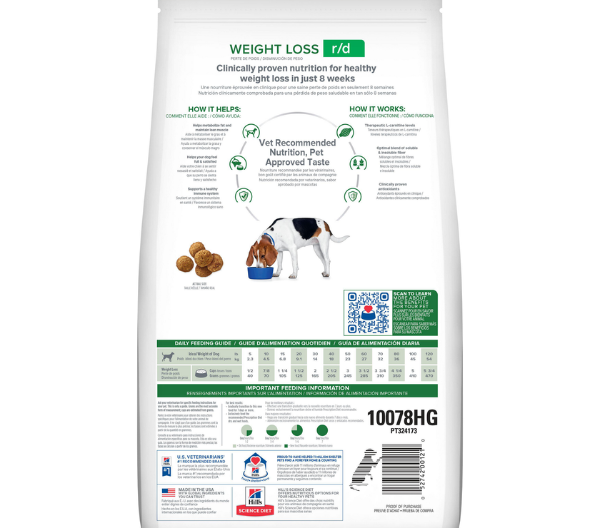 Hill's Prescription Diet r/d, Pérdida de Peso, alimento seco para perro