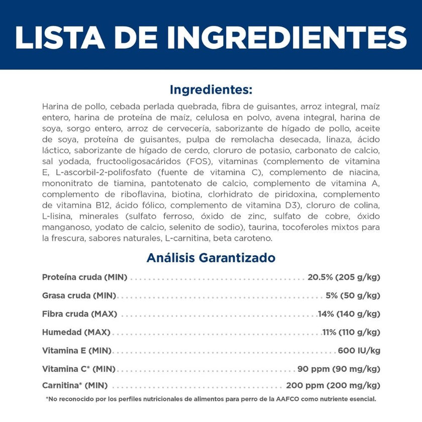 Hill's Science Diet Light alimento perro adulto bajo en calorías raza pequeña y mini