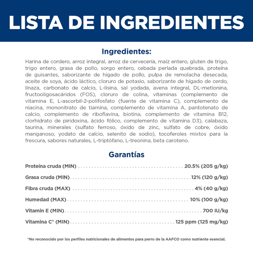 Hill's Science Diet Small&Mini concentrado perro adulto raza pequeña y mini sabor cordero 4,5 Lb (2Kg)