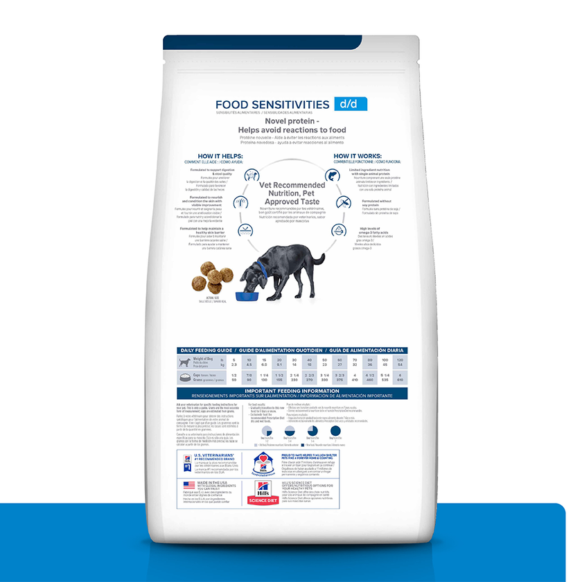 Hill's Prescription Diet d/d alimento para perro con sensibilidades alimentarias 8 Lb (3,63Kg)