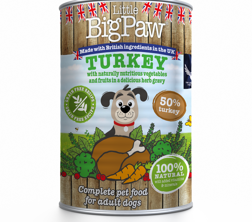 Comida humeda para perro Little Big Paw Pavo, arandanos y brocoli 390 gr