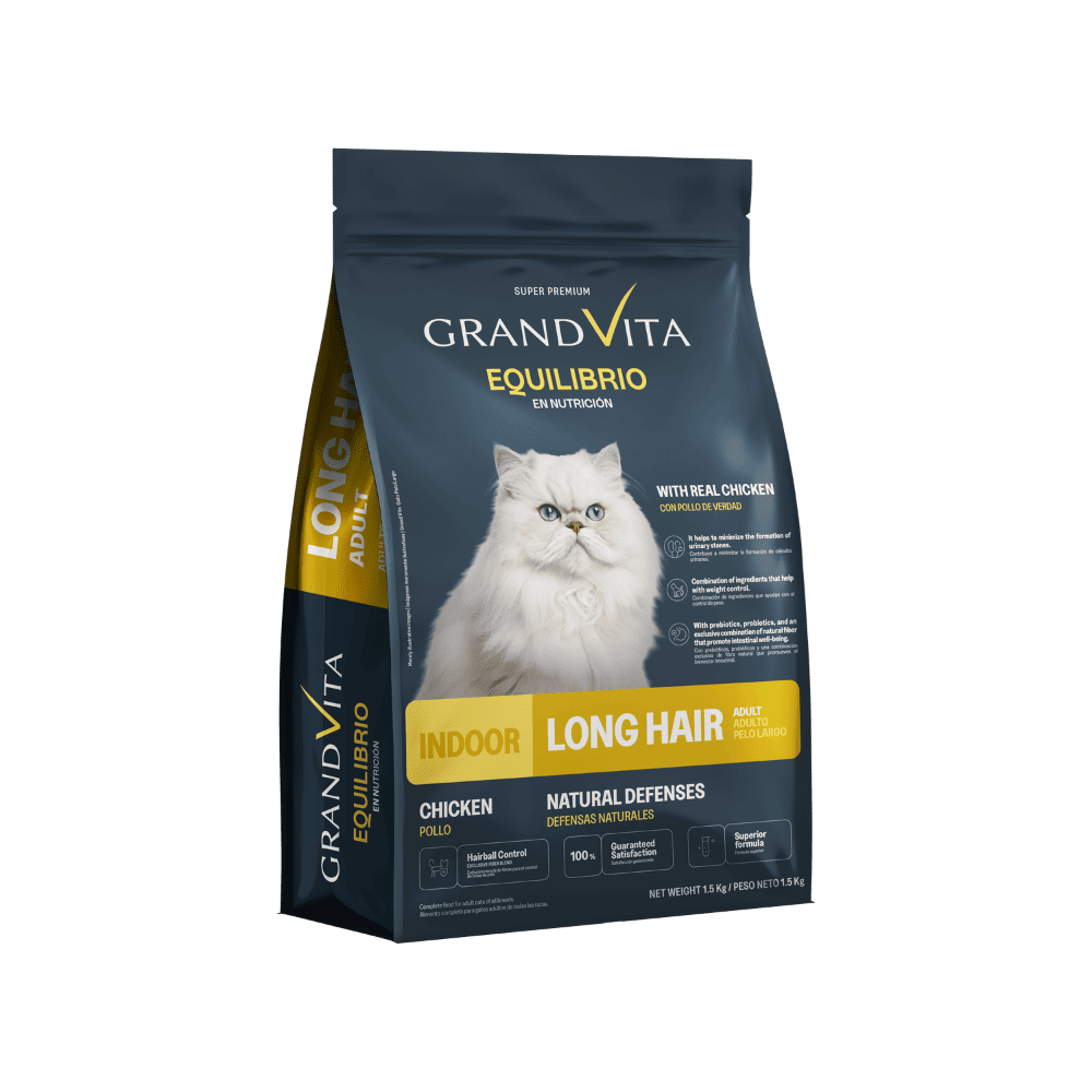 Comida Para Gato Grand Vita Equilibrio Adulto Pelos Largos