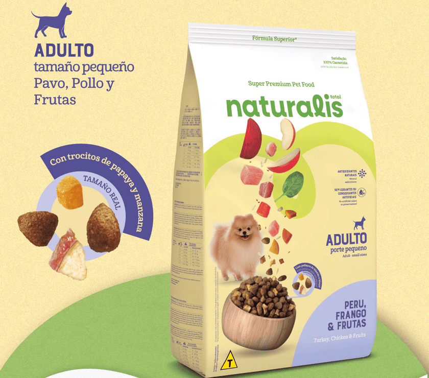 Comida para perro Naturalis Adulto Pollo, Pavo y Frutas raza pequeña