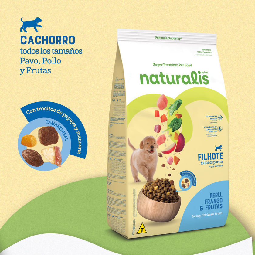 Comida para Perro Naturalis Cachorro Raza Mediana Grande Pollo, Pavo y Frutas 2,5 Kg