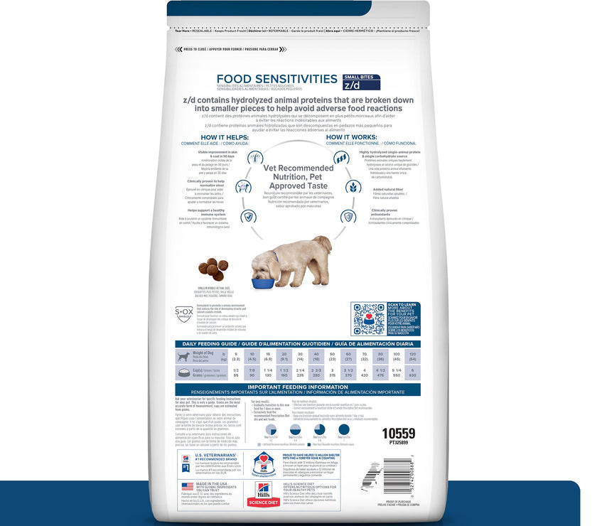 Hill's Prescription Diet z/d Concentrado para perro raza pequeña sensibilidades alimentarias 3,3 Lb (1,5Kg)