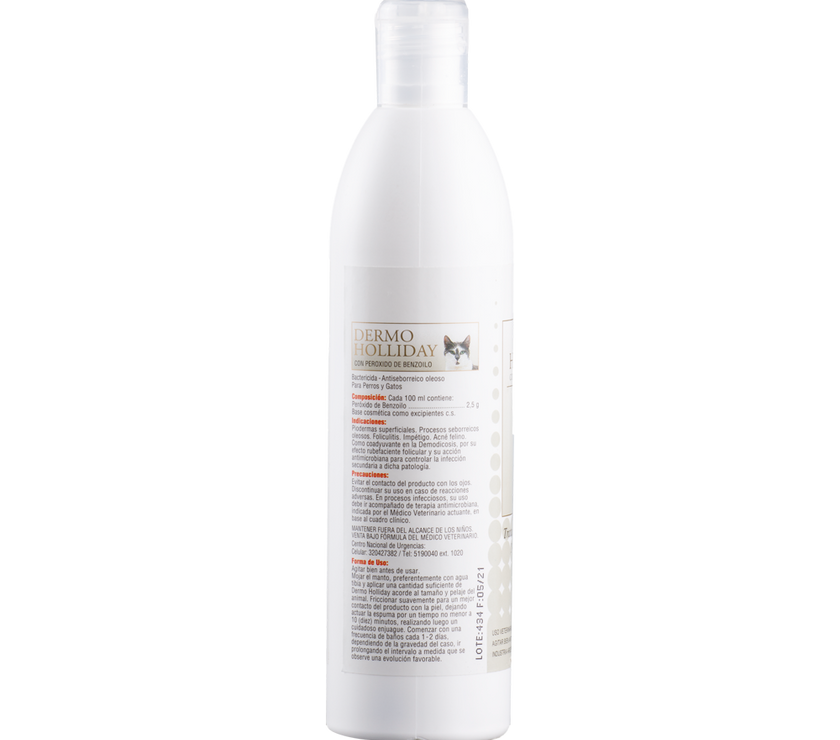 Dermoholliday Shampoo Antiséptieco Perros y Gatos 250 ml