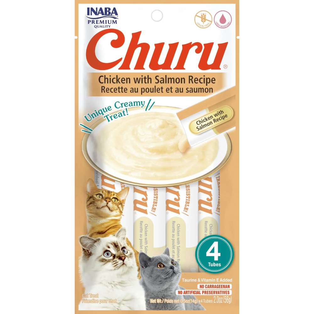 Inaba Cat Snack Churu 4 Piezas - Pollo Y Salmon 56 Gr