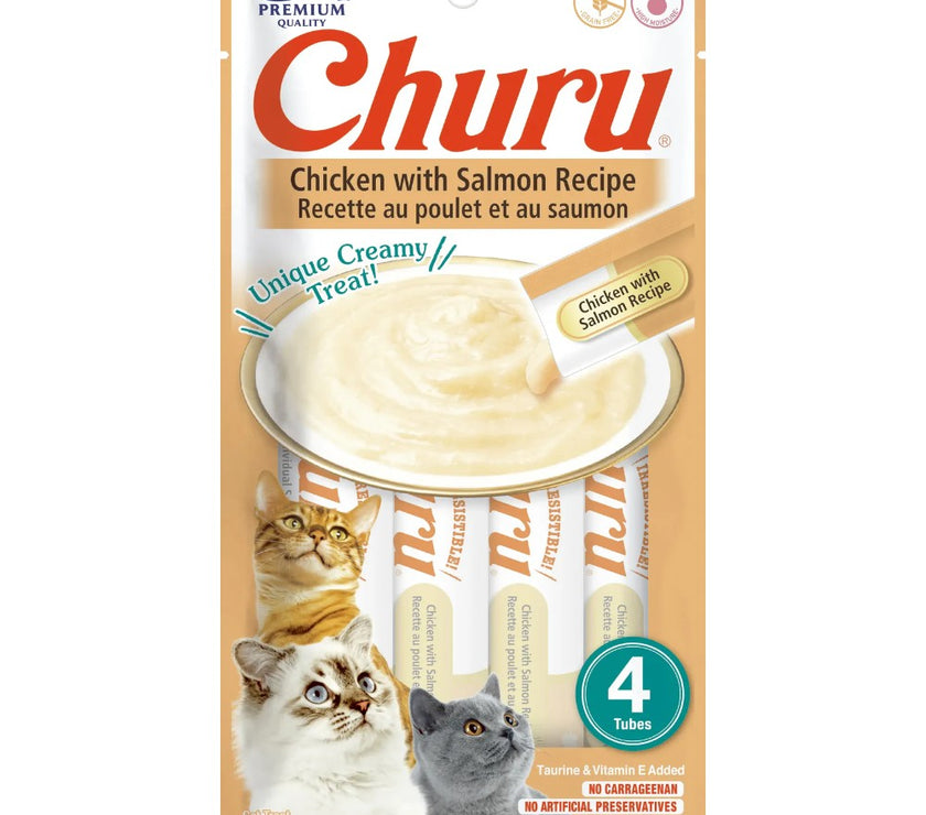 Inaba Cat Snack Churu 4 Piezas - Pollo Y Salmon 56 Gr