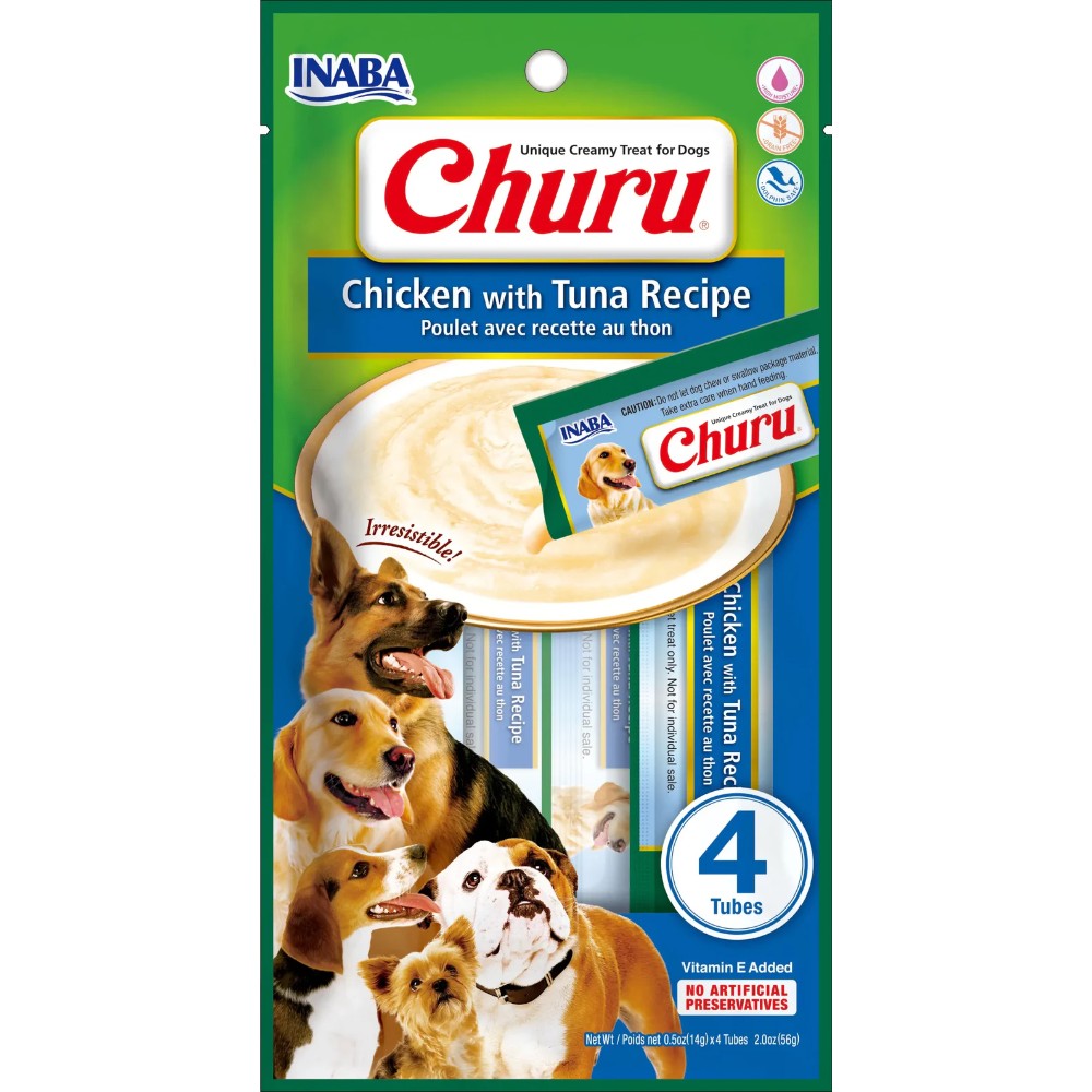 Inaba Dog Snack Churu  4 Piezas - Pollo Con Atún 56 Gr