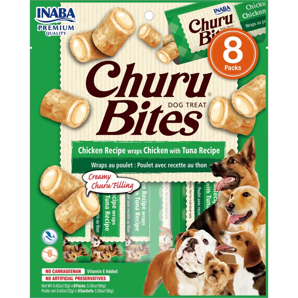 Inaba Dog Snack Churu Bites Pollo Wraps 8 Piezas - Pollo Con Atun 96 Gr