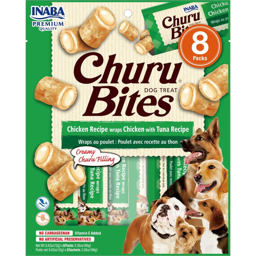 Inaba Dog Snack Churu Bites Pollo Wraps 8 Piezas - Pollo Con Atun 96 Gr