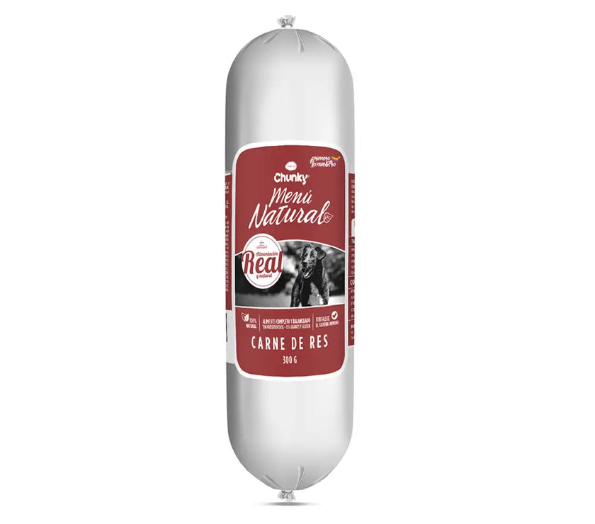 Chunky Menú Natural Salchichón Carne De Res Perros X 300 Gr