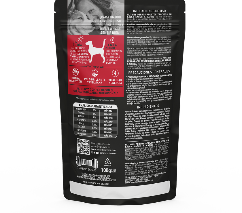 Nutriss Pouch Adulto Salsa Carne  X 100 GR