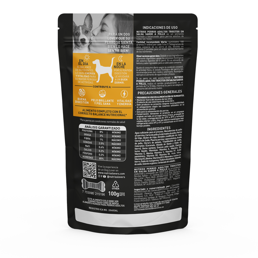 Nutriss Pouch Adulto Salsa Pollo X 100 GR